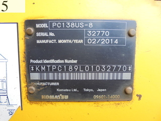 Used Construction Machine Used KOMATSU KOMATSU Excavator 0.4-0.5m3 PC138US-8