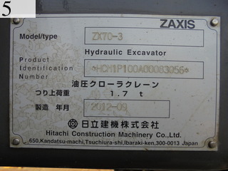 Used Construction Machine Used HITACHI HITACHI Excavator 0.2-0.3m3 ZX70-3