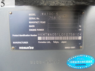 Used Construction Machine Used KOMATSU KOMATSU Wheel Loader bigger than 1.0m3 WA100-5