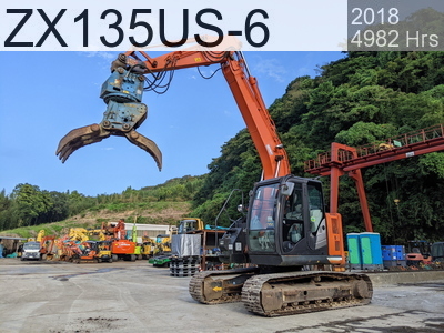 Used Construction Machine Used HITACHI Material Handling / Recycling excavators Grapple ZX135US-6 #102408, 2018Year 4980Hours