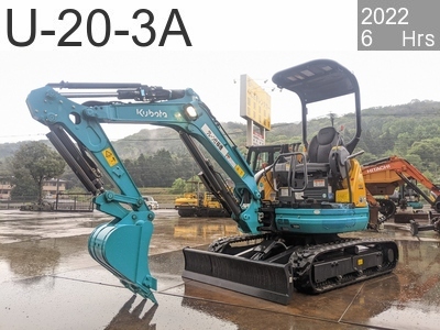 Used Construction Machine Used KUBOTA Excavator ~0.1m3 U-20-3A #53771, 2022Year 6Hours